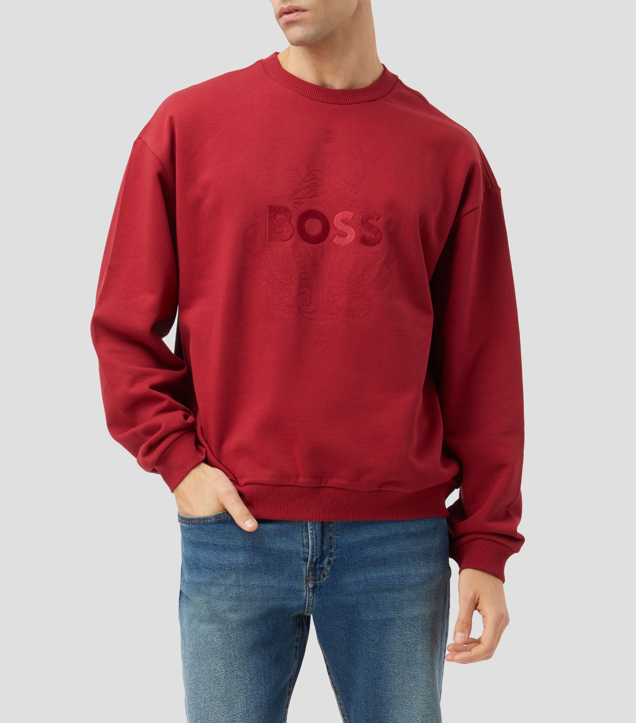 Sudadera oversized en felpa de algodón con logo de diseño Hombre